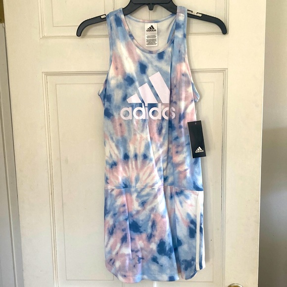 Adidas Curved Hem Tank Dress Girls XL(16) NWT - Picture 1 of 3